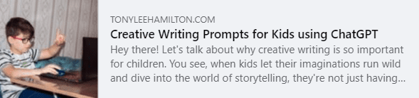 Creative Writing Prompts for kids using ChatGPt