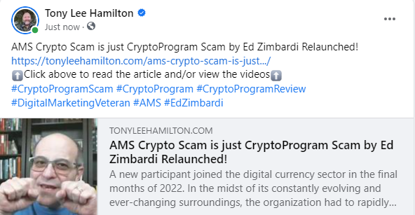 AMS Crypto Scam CryptoProgram Scam by Ed Zimbardi Relaunched Ponzi Pyramid Scheme Review