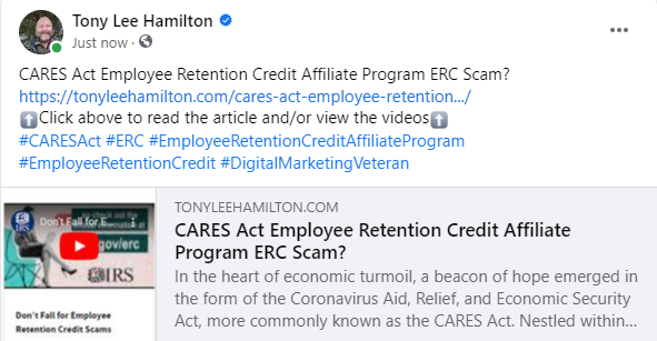 CARES Act Employee Retention Credit Affiliate Programs Scam ERC Reviews