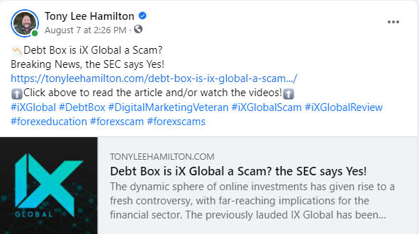 Debt Box iX Global Scam SEC