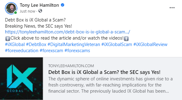 Debt Box iX Global ixGlobal Scam Forex Trading Review Crypto Investing SEC