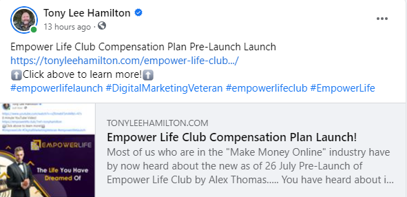 Empower Life Club Launch Compensation Plan Pre-Launch