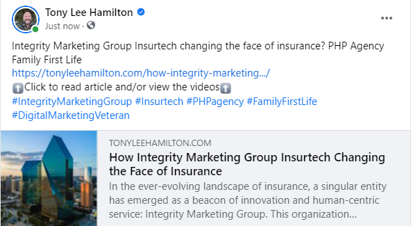 Integrity Marketing Group Insurtech PHP Agency Family First Life Insurance