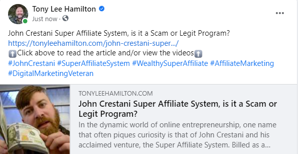 John Crestani Super Affiliate System Scam Review Marketing