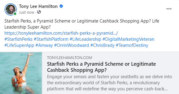 Starfish Perks Platform Scam Pyramid Scheme Cashback Shopping App Life Leadership Super App Orrin Woodward Chris Brady