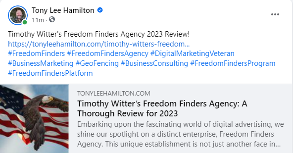 Timothy Witter Freedom Finders Agency 2023 Review Business Marketing Business Consulting