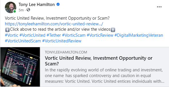 Vortic United Review Investment Opportunity or Scam Jensen Robles Rene Schwarze usdt Tether